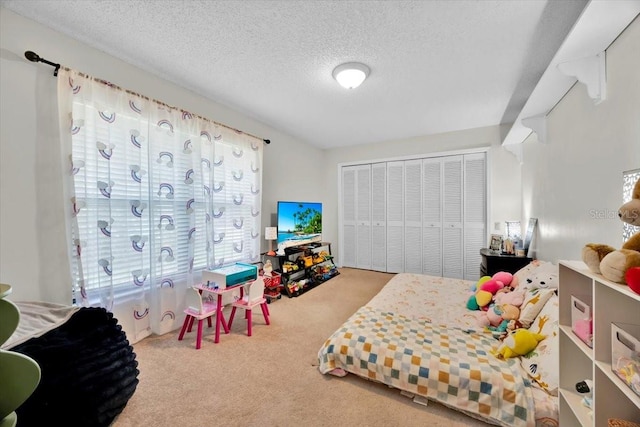 2900 Hammock Dr, Plant City, FL 33566 - bedroom featuring carpet floors, a closet, and a textured ceiling