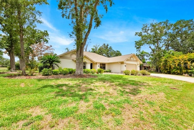 2900 Hammock Dr, Plant City, FL 33566 - ranch-style house featuring an attached garage, concrete driveway, stucco siding, and a front lawn