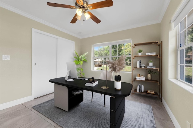 181 W Minnehaha Ave, Clermont, FL 34711 - office space featuring a ceiling fan, ornamental molding, and baseboards