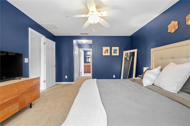 2762 Pepper Ln, Orlando, FL 32812 - carpeted bedroom featuring baseboards, a ceiling fan, and connected bathroom
