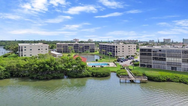 5800 N Banana River Blvd Unit 128, Cape Canaveral, FL 32920 - drone / aerial view of a large body of water and a pool area