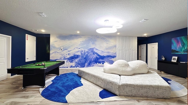 3880 Sonoma Blvd, Kissimmee, FL 34741 - game room with a textured ceiling, billiards, light wood-type flooring, and recessed lighting