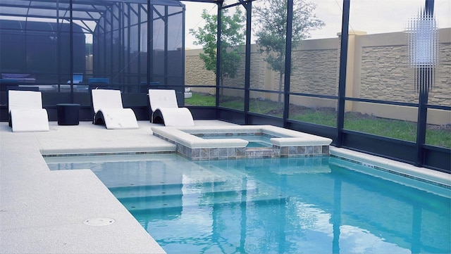 3880 Sonoma Blvd, Kissimmee, FL 34741 - view of pool with a lanai, a pool with connected hot tub, and a patio area