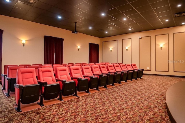 view of carpeted home theater room