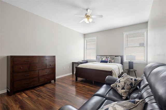 714 Home Grove Dr, Winter Garden, FL 34787 - bedroom featuring dark wood-style flooring, baseboards, and ceiling fan