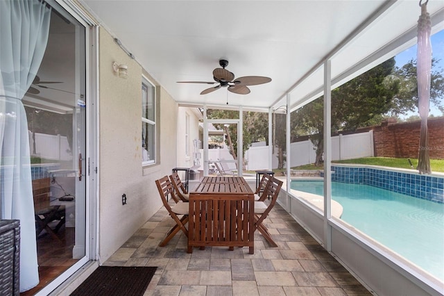 714 Home Grove Dr, Winter Garden, FL 34787 - sunroom featuring a ceiling fan