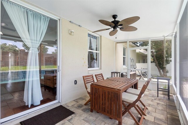 714 Home Grove Dr, Winter Garden, FL 34787 - sunroom / solarium featuring ceiling fan and outdoor dining space