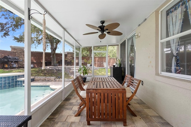 714 Home Grove Dr, Winter Garden, FL 34787 - sunroom featuring ceiling fan