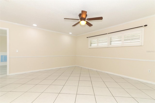645 Peachwood Dr, Altamonte Springs, FL 32714 - spare room featuring ceiling fan, crown molding, recessed lighting, and baseboards