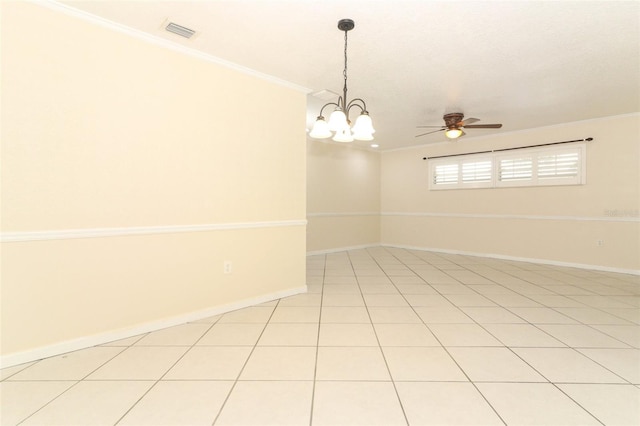645 Peachwood Dr, Altamonte Springs, FL 32714 - empty room featuring crown molding, baseboards, ceiling fan, and a chandelier