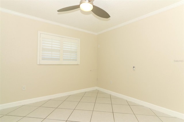 645 Peachwood Dr, Altamonte Springs, FL 32714 - spare room with ornamental molding, a ceiling fan, baseboards, and light tile patterned floors