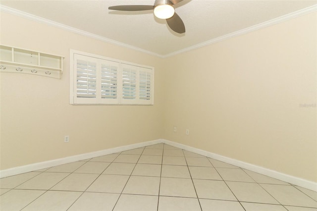 645 Peachwood Dr, Altamonte Springs, FL 32714 - spare room with ornamental molding, ceiling fan, light tile patterned floors, and baseboards