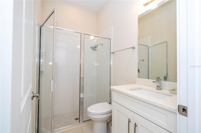 8419 Pippen Dr, Orlando, FL 32836 - full bathroom featuring a shower stall, toilet, vanity, and tile patterned floors