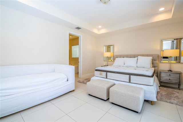 8419 Pippen Dr, Orlando, FL 32836 - bedroom featuring recessed lighting, tile patterned floors, a raised ceiling, and baseboards