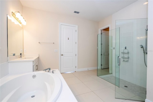 8419 Pippen Dr, Orlando, FL 32836 - full bath featuring a shower stall, a garden tub, tile patterned floors, and vanity