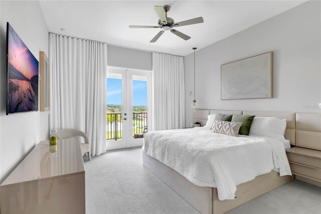 15947 Vetta Dr, Bella Collina, FL 34756 - carpeted bedroom featuring access to outside, french doors, and ceiling fan