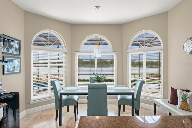 4536 N Landmark Dr, Orlando, FL 32817 - dining area with healthy amount of natural light, a textured ceiling, and light tile patterned floors