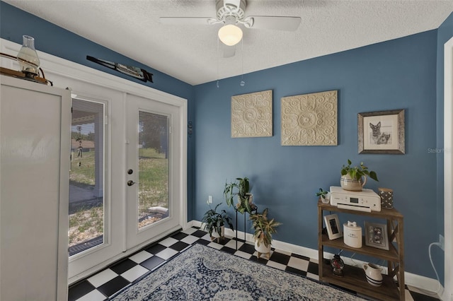 722 Ridgewood Way, Winter Springs, FL 32708 - entryway with tile patterned floors, a ceiling fan, a textured ceiling, and baseboards