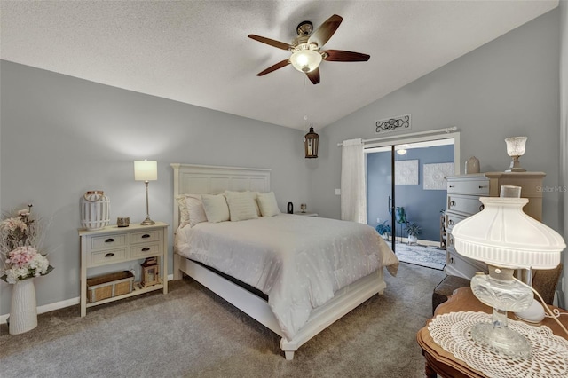 722 Ridgewood Way, Winter Springs, FL 32708 - bedroom with lofted ceiling, access to exterior, carpet flooring, ceiling fan, and baseboards