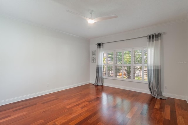 920 Cool Springs Cir, Ocoee, FL 34761 - empty room with crown molding, wood finished floors, a ceiling fan, and baseboards