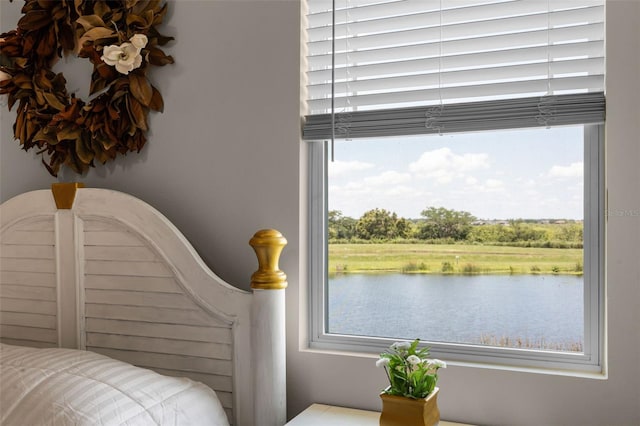 15208 Lake Claire Overlook Dr, Winter Garden, FL 34787 - bedroom featuring a water view and multiple windows