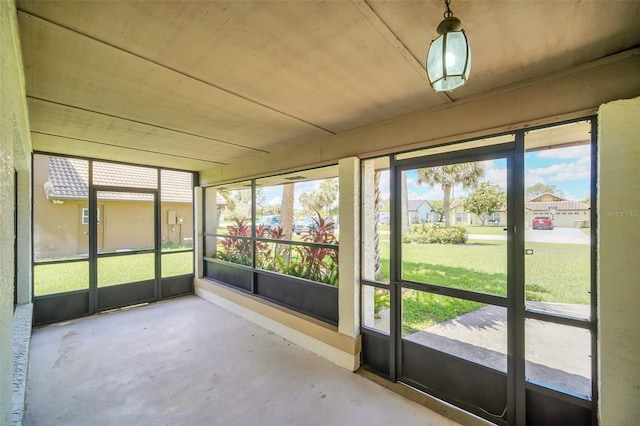 view of unfurnished sunroom