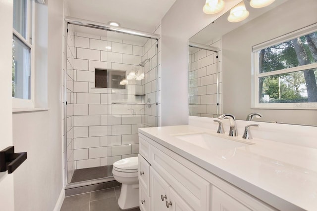 2320 Wekiva Ridge Rd, Apopka, FL 32712 - full bathroom with tile patterned flooring, toilet, vanity, and a stall shower