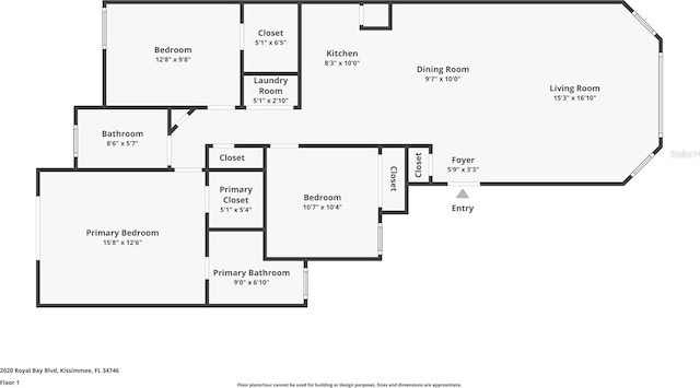 2020 Royal Bay Blvd Unit 91, Kissimmee, FL 34746 - floor plan / room layout