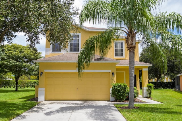 17614 Woodcrest Way, Clermont, FL 34714 - obstructed view of property with stucco siding, driveway, and a front yard
