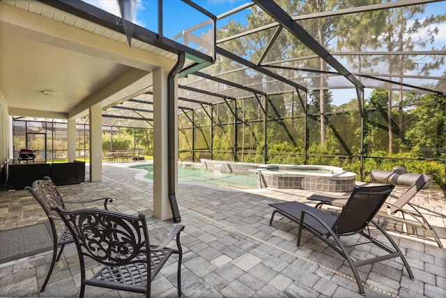 3868 Whitewood Ct, Oviedo, FL 32766 - view of patio / terrace with glass enclosure and a pool with connected hot tub