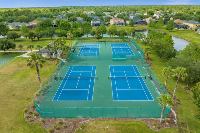 3868 Whitewood Ct, Oviedo, FL 32766 - view of tennis court with a residential view and a water view