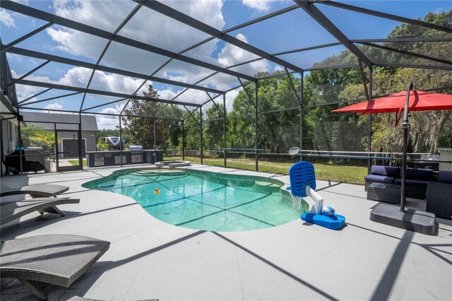 6917 Roman Ct, Clermont, FL 34714 - swimming pool featuring a patio area and a lanai