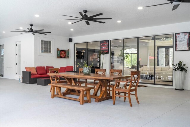 6917 Roman Ct, Clermont, FL 34714 - dining area featuring ceiling fan, recessed lighting, and a textured ceiling