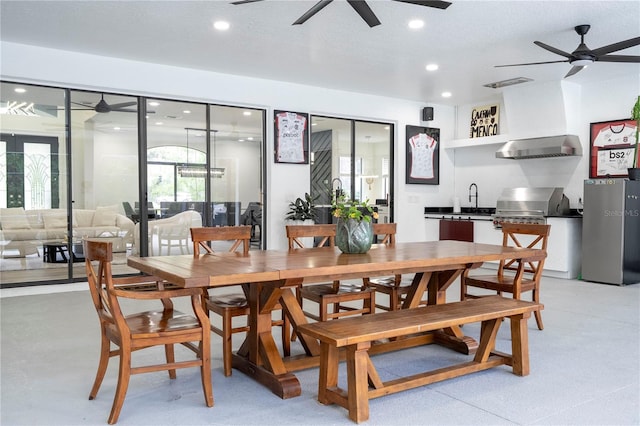 6917 Roman Ct, Clermont, FL 34714 - dining room featuring a ceiling fan and recessed lighting