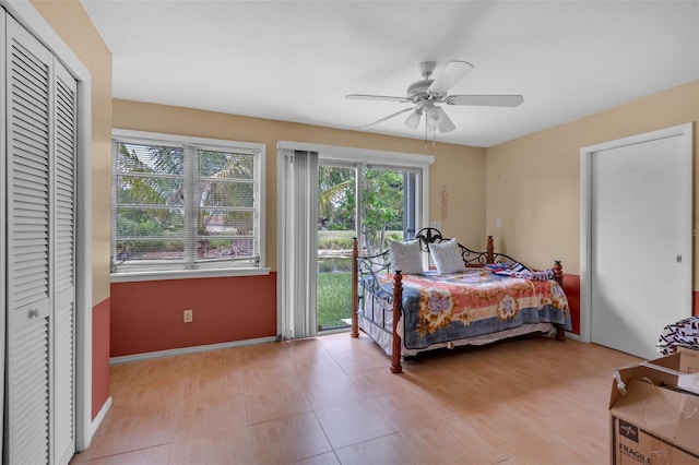 7500 NW 66th Ter, Tamarac, FL 33321 - bedroom with access to outside and ceiling fan