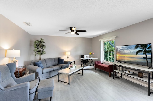 117 Georgetown Dr Unit C, Casselberry, FL 32707 - living room with light wood-style flooring, ceiling fan, and a textured ceiling