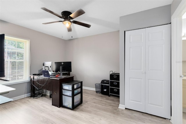 117 Georgetown Dr Unit C, Casselberry, FL 32707 - office area with light wood finished floors, a ceiling fan, and baseboards