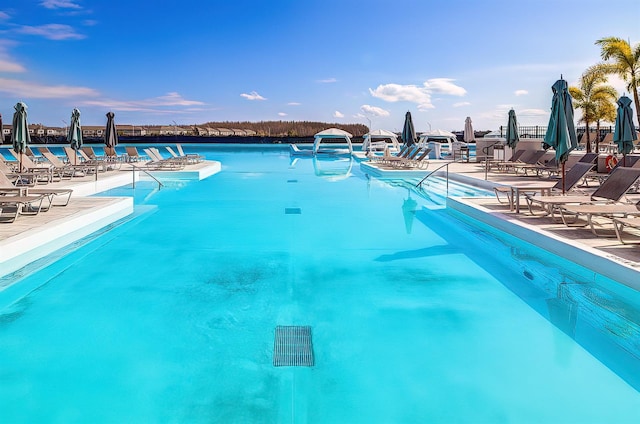 community pool with a patio