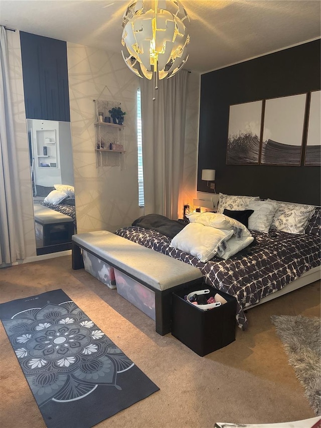 10293 Cypress Knee Cir, Orlando, FL 32825 - carpeted bedroom featuring a chandelier