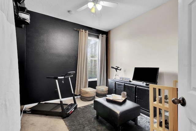 10293 Cypress Knee Cir, Orlando, FL 32825 - exercise room with carpet flooring and a ceiling fan