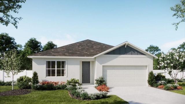 730 Ginger Dr, Haines City, FL 33844 - ranch-style home featuring a shingled roof, driveway, an attached garage, and stucco siding