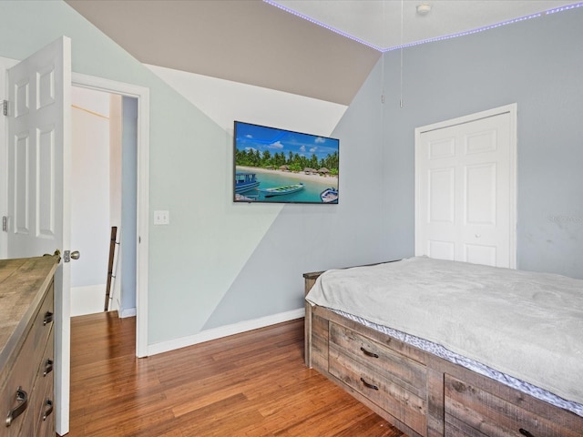437 Bridgewater Ct, Kissimmee, FL 34758 - bedroom with wood finished floors, baseboards, and lofted ceiling