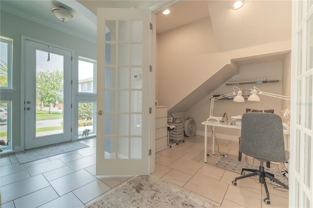 8268 Bellow St, Orlando, FL 32827 - tiled home office with recessed lighting