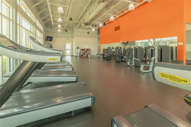 8268 Bellow St, Orlando, FL 32827 - gym with a towering ceiling and plenty of natural light