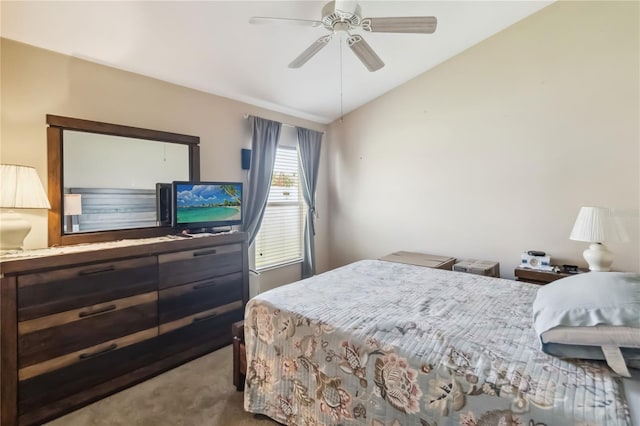 2481 Deer Creek Blvd, Saint Cloud, FL 34772 - carpeted bedroom with vaulted ceiling and a ceiling fan