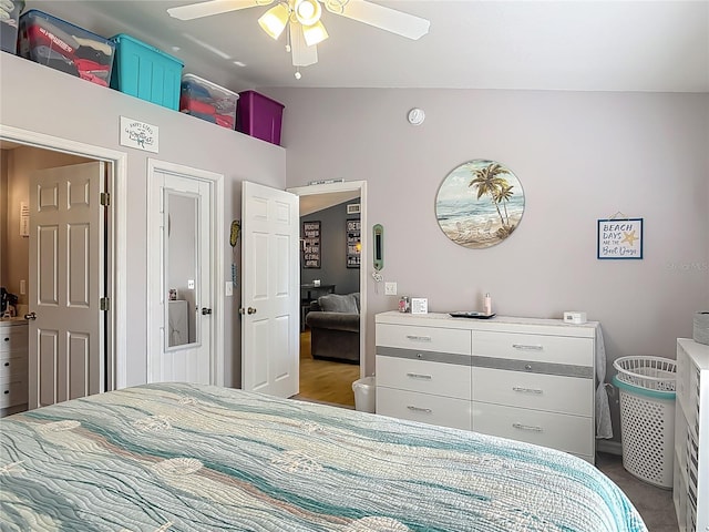 3104 Lime Tree Dr, Edgewater, FL 32141 - bedroom with lofted ceiling and ceiling fan
