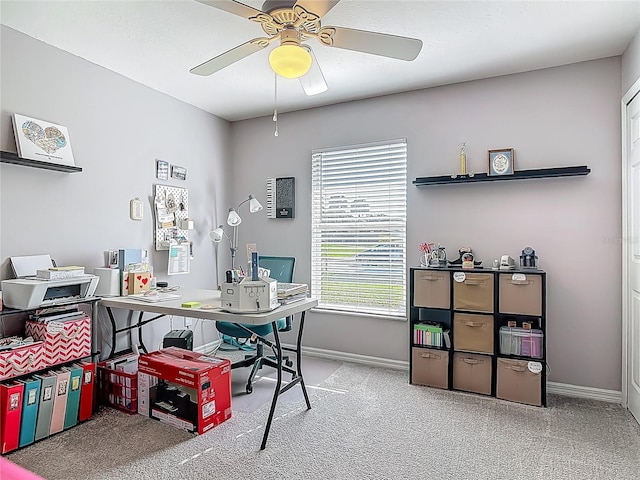 3104 Lime Tree Dr, Edgewater, FL 32141 - office with ceiling fan and baseboards