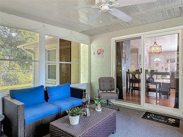 3104 Lime Tree Dr, Edgewater, FL 32141 - sunroom / solarium with a ceiling fan and outdoor lounge area