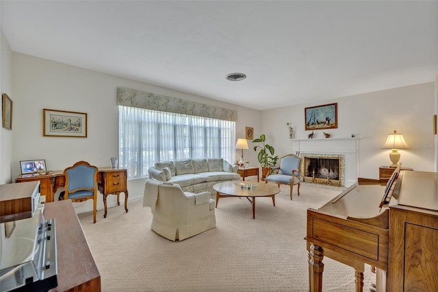 2040 Mohawk Trl, Maitland, FL 32751 - carpeted living area featuring a fireplace and baseboards