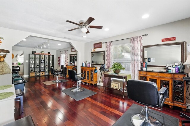 205 S Highland Ave, Apopka, FL 32703 - office space with wood finished floors, a ceiling fan, recessed lighting, and bar